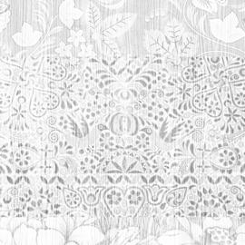 Almost White Arts and Crafts Patchwork Wallpaper