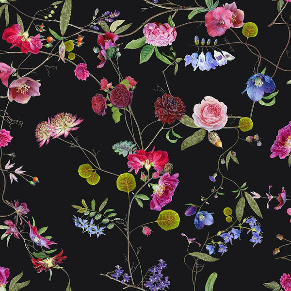 Carolyn Jenkins Botanical Chinoiserie Black and Colours Wallpaper