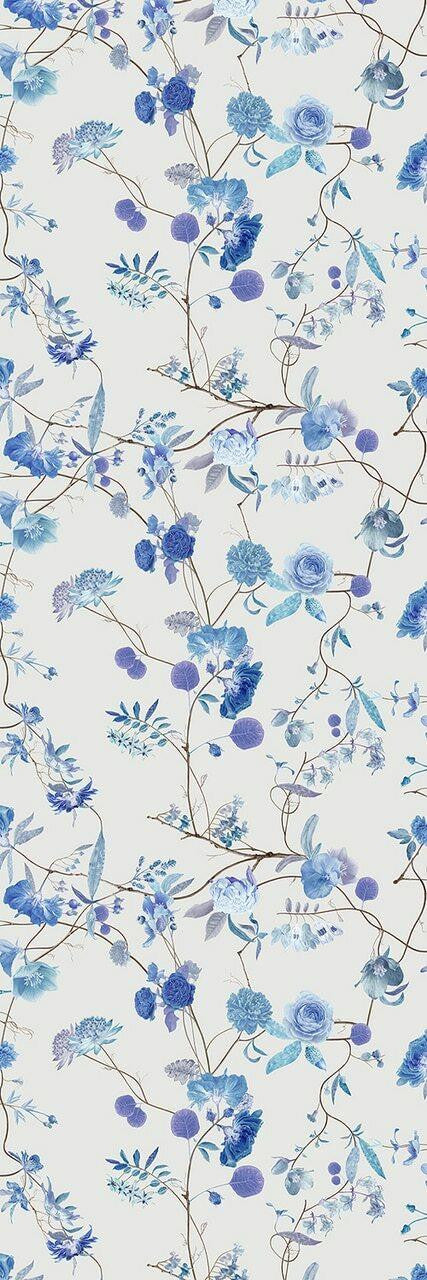 Carolyn Jenkins Botanical Chinoiserie White and Blue Wallpaper