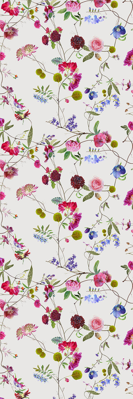 Carolyn Jenkins Botanical Chinoiserie White and Purples Wallpaper