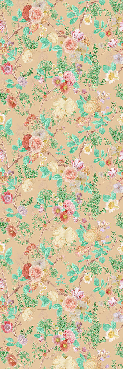 Carolyn Jenkins Floral Spring Peach and Orange Wallpaper