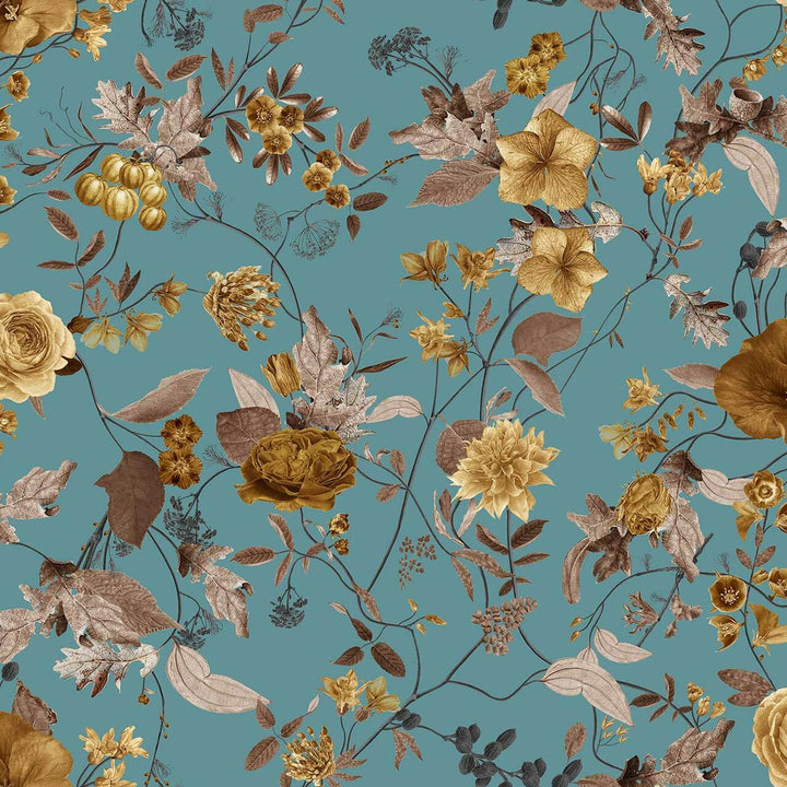 Carolyn Jenkins Meadow Pattern Flower Aqua Wallpaper