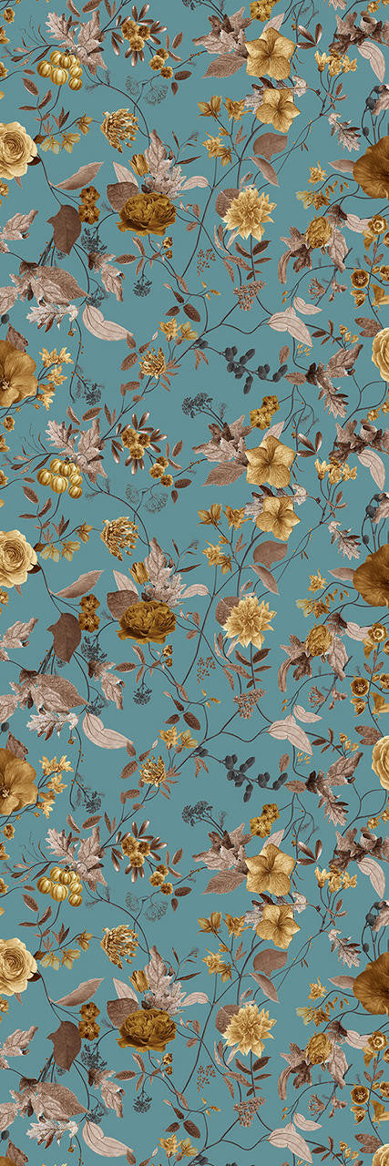 Carolyn Jenkins Meadow Pattern Flower Aqua Wallpaper