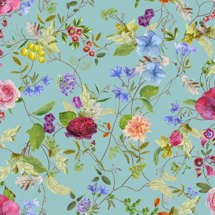 Carolyn Jenkins Meadow Pattern Flower Minty Green Wallpaper