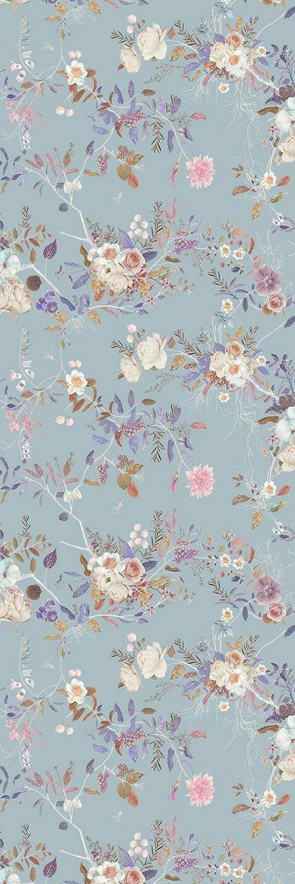 Carolyn Jenkins Wildflower Pattern Duck Egg Blue Wallpaper