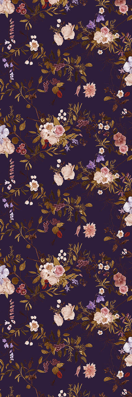 Carolyn Jenkins Wildflower Pattern Purple and Pinks Wallpaper