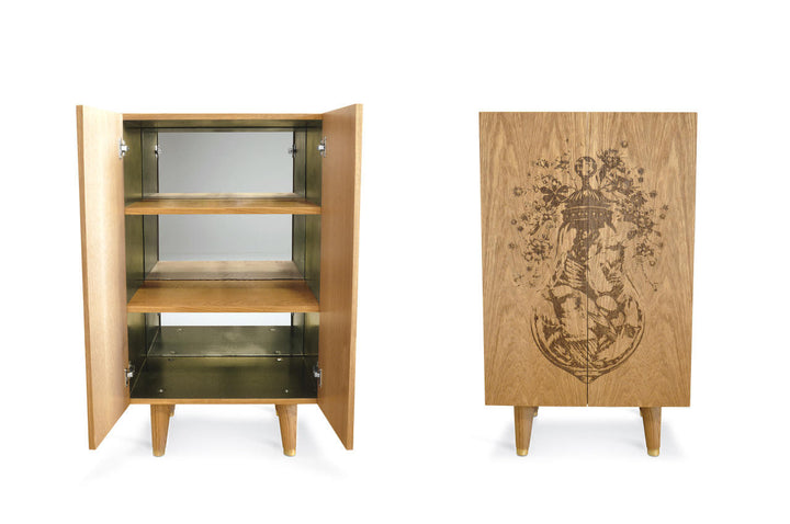 Courtney Brims Oak Ornithological Sketch Cabinet