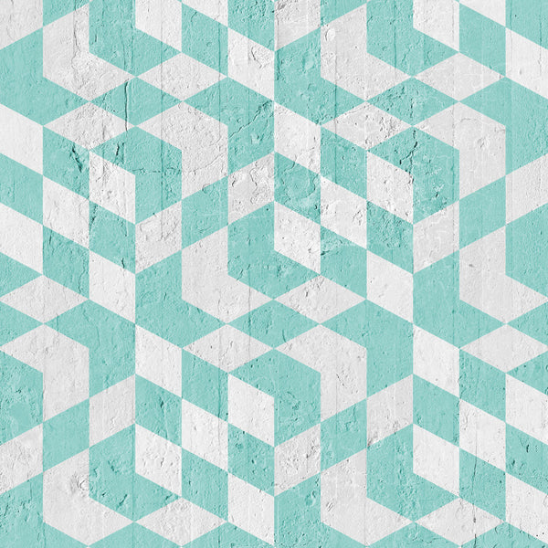 Emanuele Pangrazi Aquamarine Geometric Cubes Wallpaper