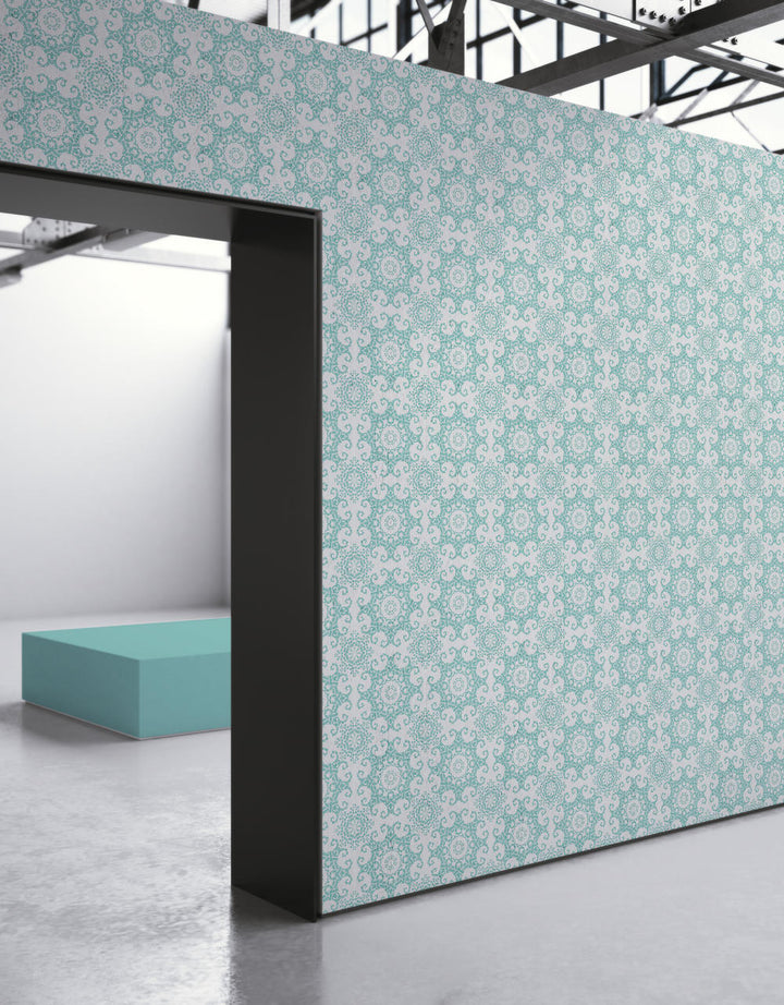 Emanuele Pangrazi Aquamarine Geometric Damask Wallpaper