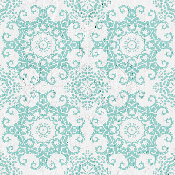 Emanuele Pangrazi Aquamarine Geometric Damask Wallpaper