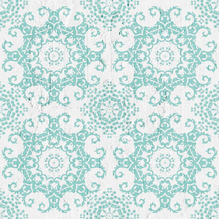 Emanuele Pangrazi Aquamarine Geometric Damask Wallpaper