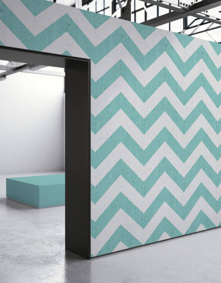 Emanuele Pangrazi Aquamarine Geometric Stripes Wallpaper