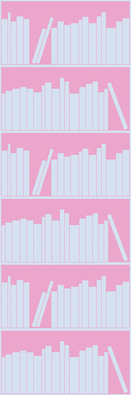 Emanuele Pangrazi Blue and Pink outline bookshelf wallpaper