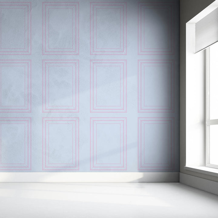 Emanuele Pangrazi Light Blue and Pink Panel Outline Wallpaper