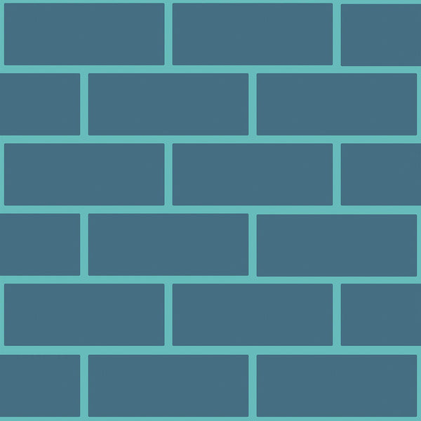 Emanuele Pangrazi Petroleum and Aquamarine Brick Outline Wallpaper