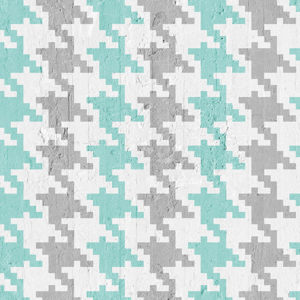 Emanuele Pangrazi Pied De Poule Wallpaper -Aquamarine and Grey