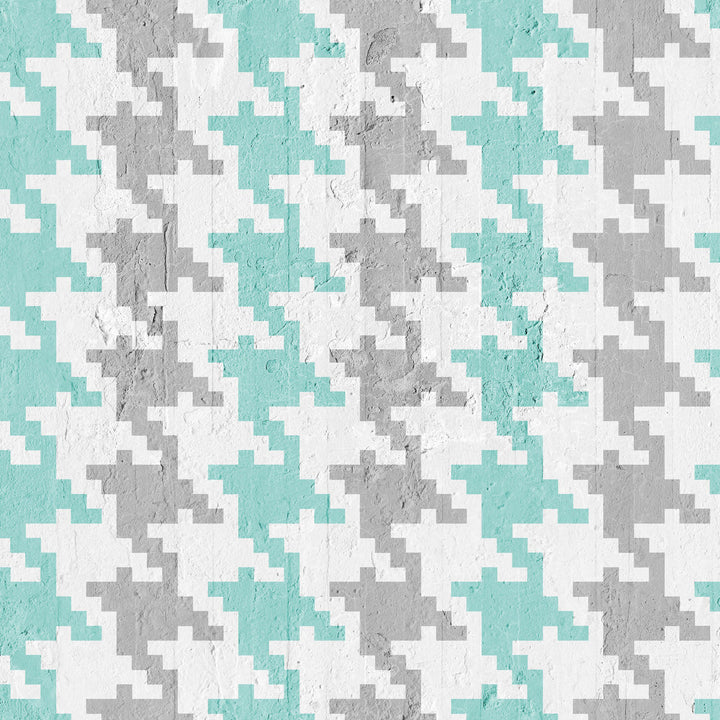 Emanuele Pangrazi Pied De Poule Wallpaper -Aquamarine and Grey