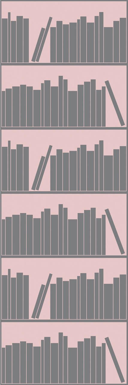 Emanuele Pangrazi Pink and Grey outline bookshelf wallpaper