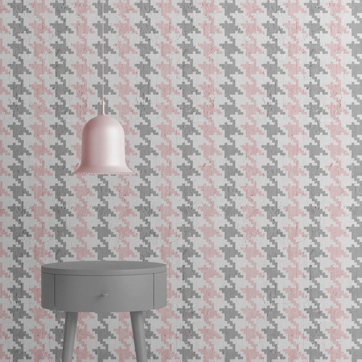 Emanuele Pangrazi Pink and Grey Pied De Poule wallpaper