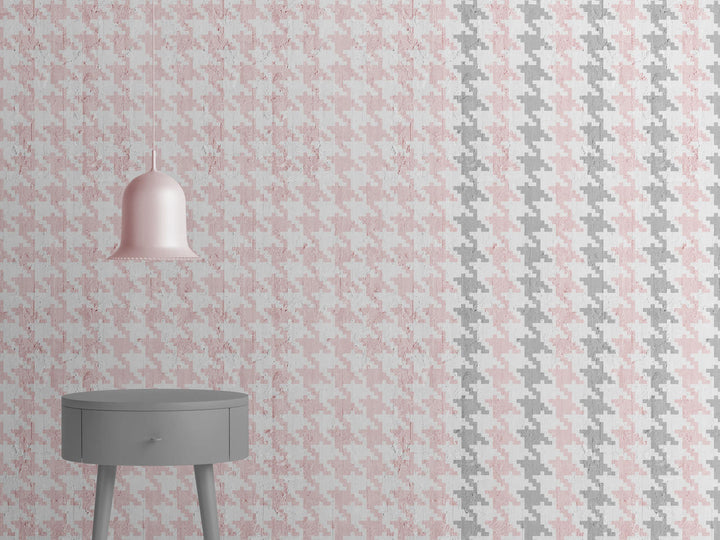 Emanuele Pangrazi Pink and Grey Pied De Poule wallpaper