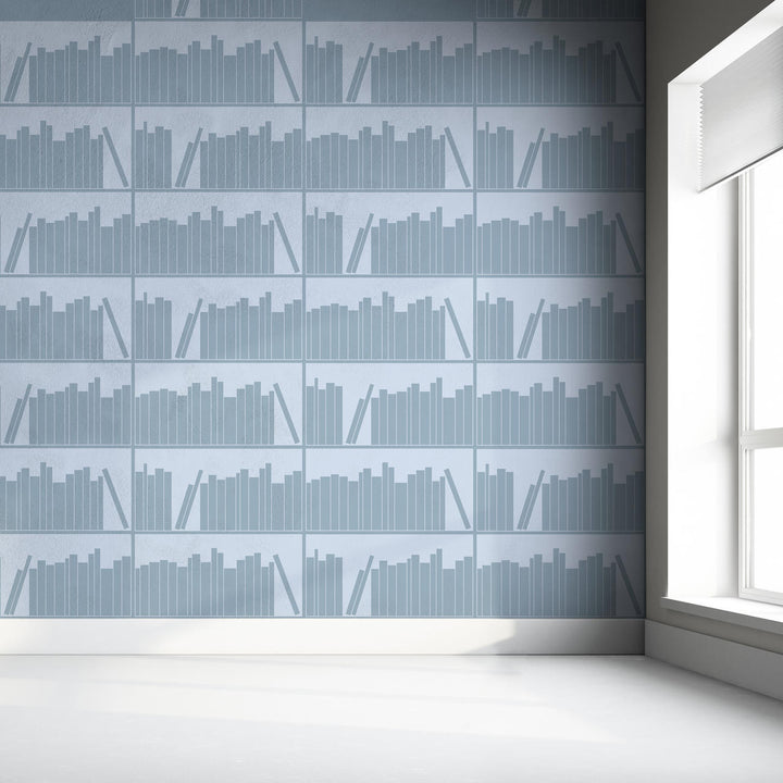 Emanuele Pangrazi Tonal Navy outline bookshelf wallpaper