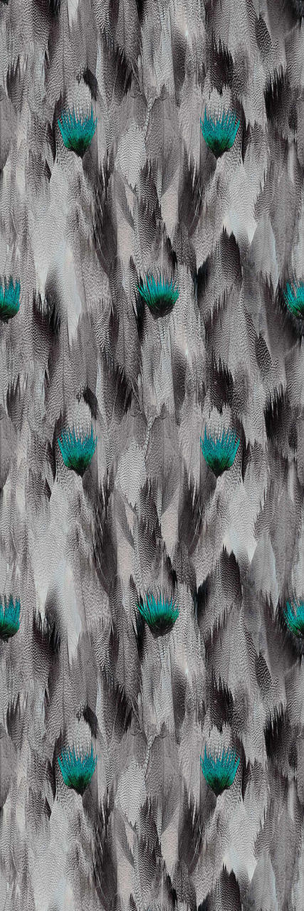 Kirin Young Natural Feathers Grey and Green Wallpaper