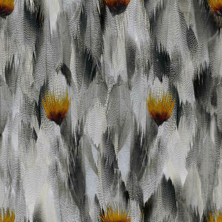 Kirin Young Natural Feathers Grey and Orange Wallpaper