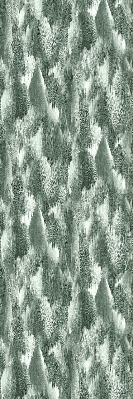 Kirin Young Natural Feathers Silver Green Wallpaper