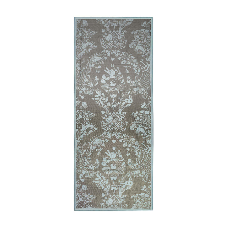 Kirin Young New World Damask Scarf- Grey and Blue