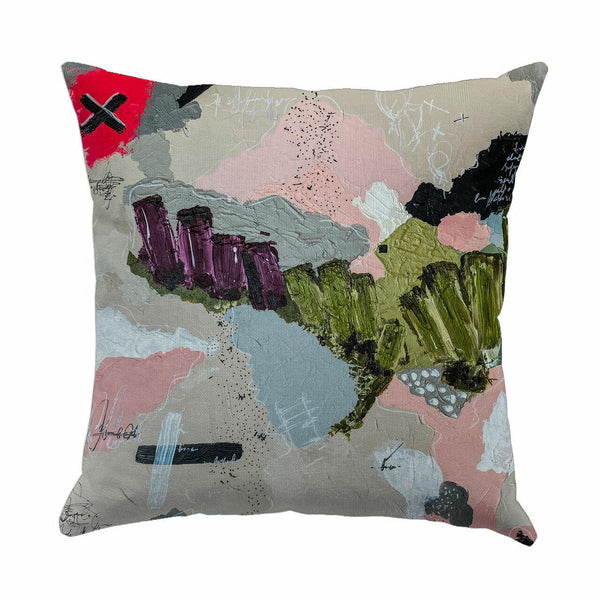 ABSTRACT PINK GREY Cushion COVER COTTON