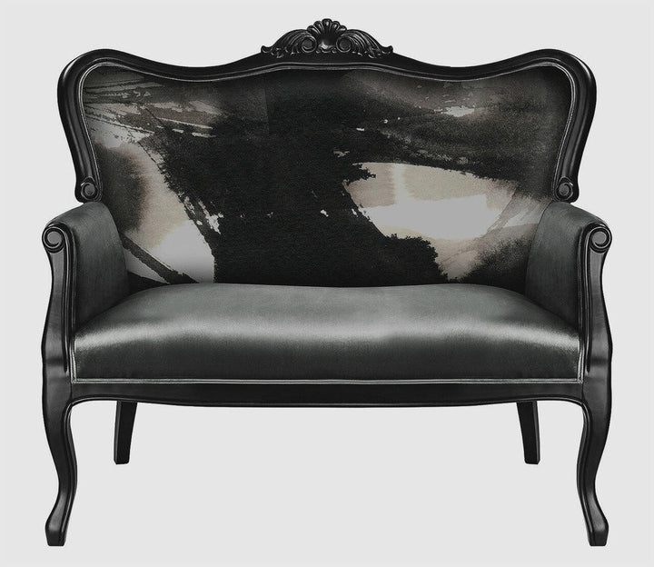 Michael Banks Grey Velvet Sofa with Ink Flow Pattern