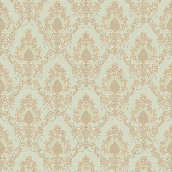 Mineheart Audley Damask Pattern Wallpaper- Mint Green