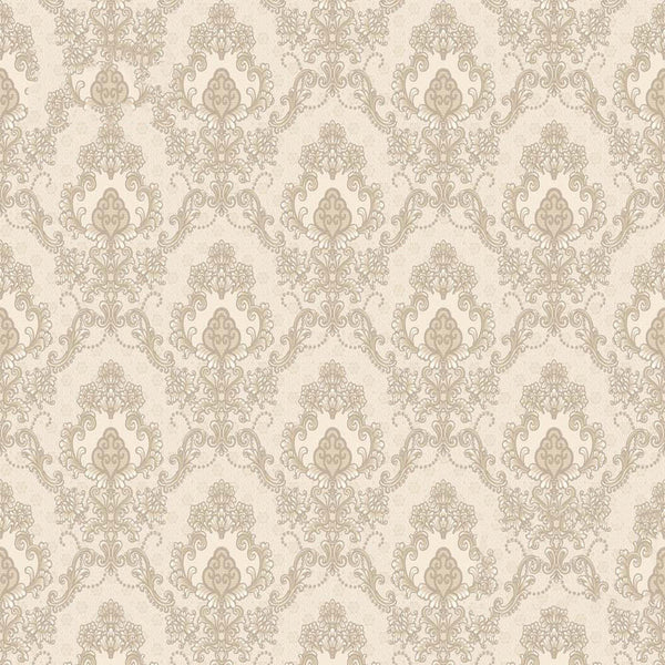 Mineheart Audley Damask Pattern Wallpaper- Warm White