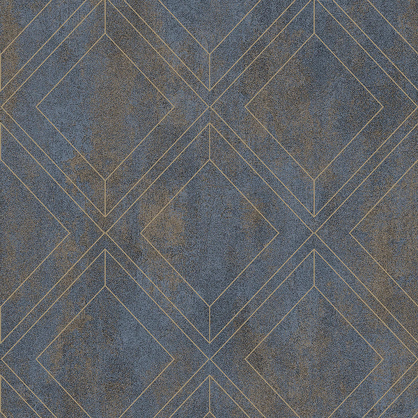 Mineheart Geometric Trellis Rustic wallpaper - Grey blue