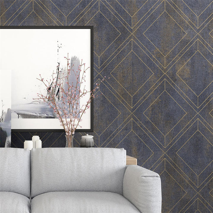 Mineheart Geometric Trellis Rustic wallpaper - Grey blue