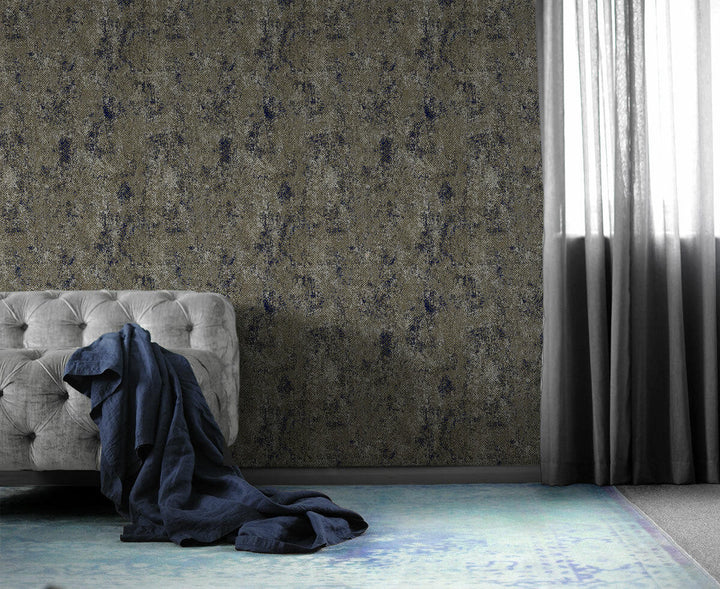 Mineheart Moderna Grid Stucco wallpaper - Khaki and Midnight