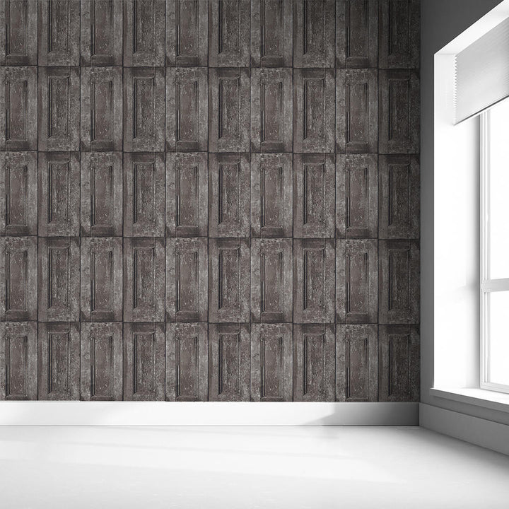 Mineheart Panelling Wallpaper Grey and Brown Wood Effect