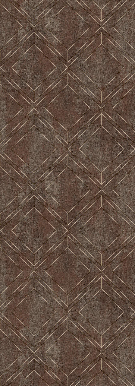 Mineheart Rustic Brown Geometric Trellis Wallpaper