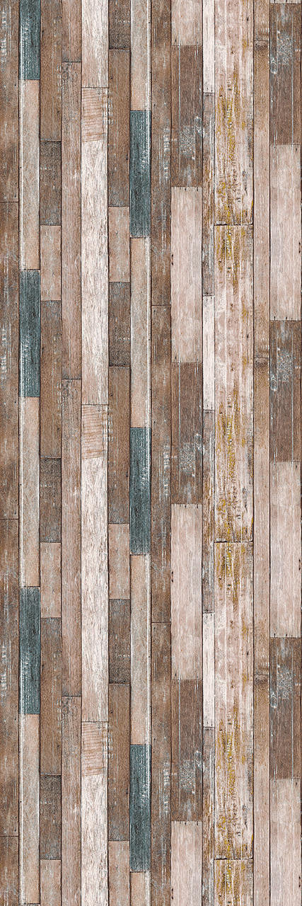 Mineheart Rustic Wood Effect Panel Wallpaper Grey and Blue