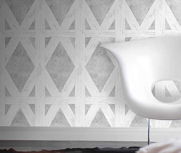 Mineheart White Tudor Wallpaper