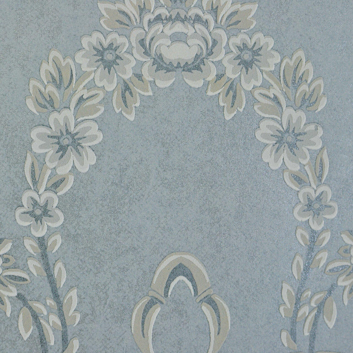 Mineheart Wimpole Floral embossed wallpaper - Light Blue