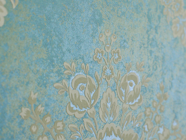 Mineheart Wimpole Floral embossed wallpaper - Teal Green