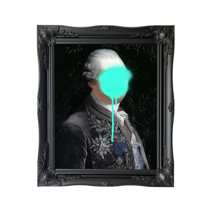 Monsieur Mint  wall art - Wood ornate frame - Black