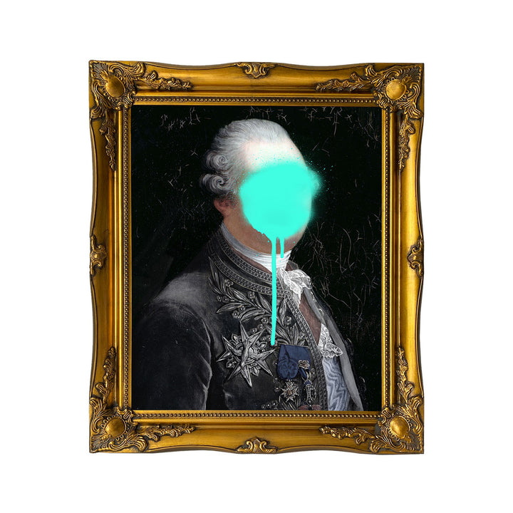 Monsieur Mint  wall art - Wood ornate frame - Gold