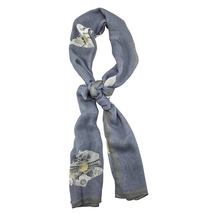 Studio Bleoh Blue and Grey Plate fragment Scarf