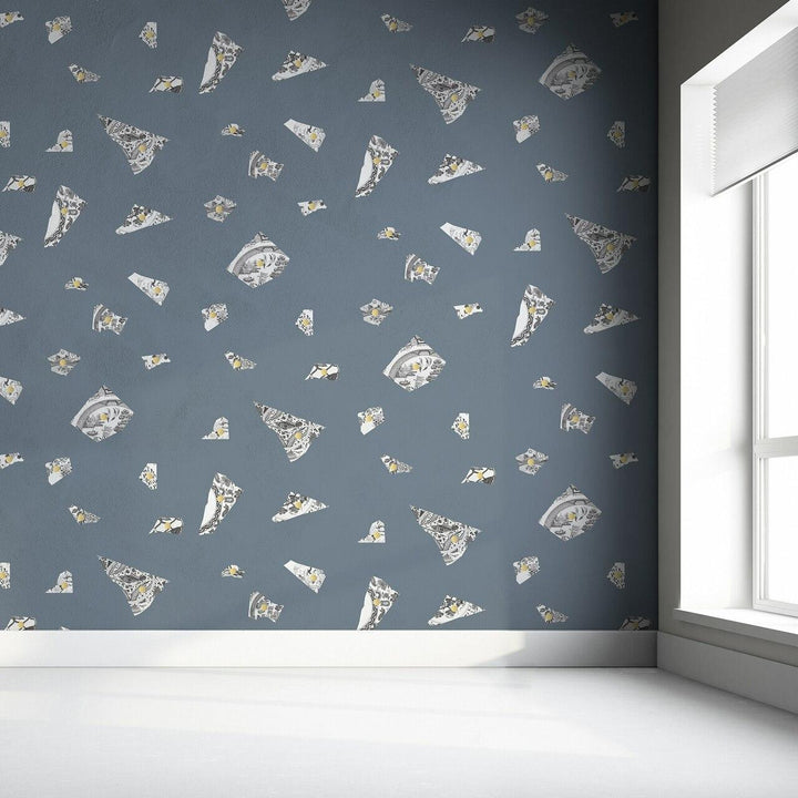 Studio Bleoh Blue and Grey Plate fragment wallpaper