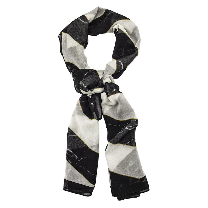 Studio Bleoh Diagonal Marble Scarf -Black and White