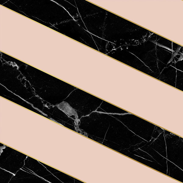 Studio Bleoh Diagonal Marble Wallpaper- Black and Pink