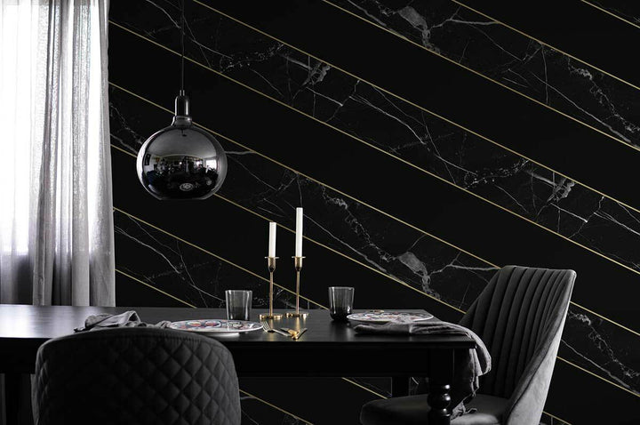 Studio Bleoh Diagonal Marble Wallpaper- Black