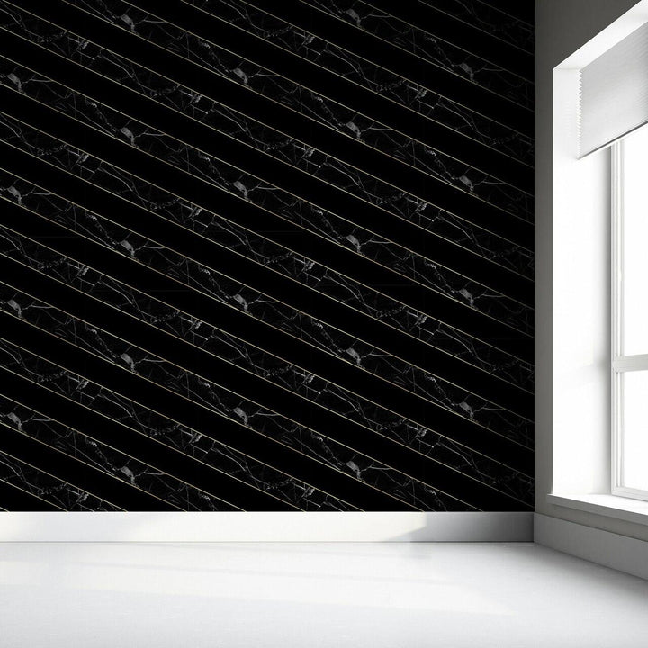 Studio Bleoh Diagonal Marble Wallpaper- Black